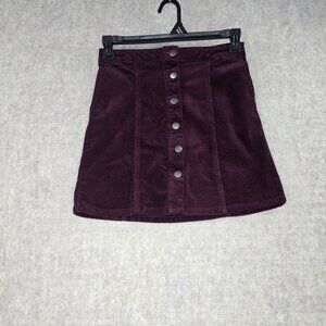 Maurices Burgundy Corduroy Button-Front Mini Skirt